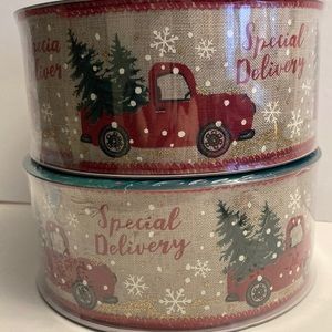 Wired Ribbon Christmas Tree Red Truck Snowflake 2.5" 50 yards